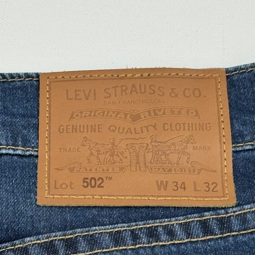 Levi's 502 Straight Leg Jeans Mens 34x32 Blue Denim‎ NWT Reclaimed Sustainable